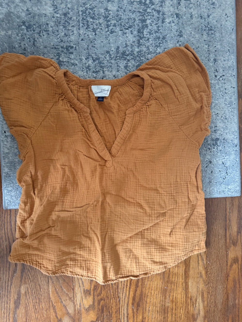 Women’s Short-Sleeve Cotton Gauze Shirt in Mustard